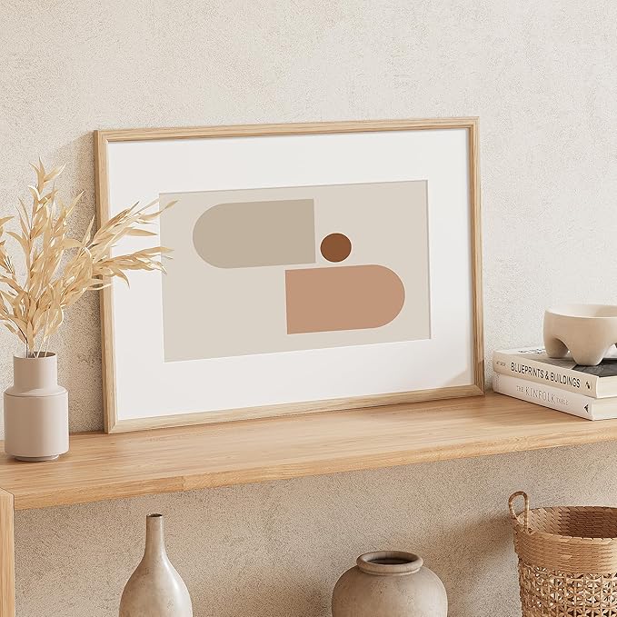 16x24 Poster Frame Natural Solid Oak Photo Frames with 12x18 Removable Mat Wall Hanging Large Handcrafted Frame with HD Plexiglass Wall and Tabletop Display Large Picture Frame