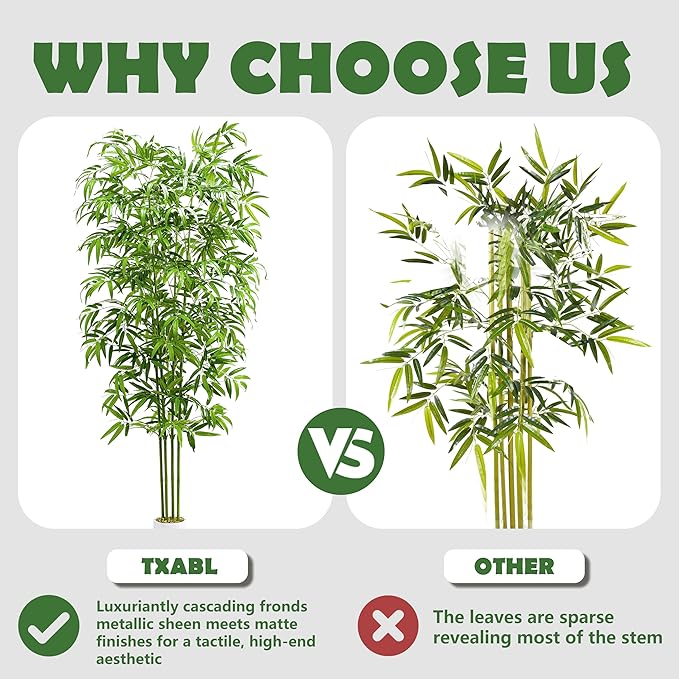 Artificial Bamboo Tree 6FT Tall Fake Plants Faux Silk Plant, Faux Bamboo Plant for Home Office Indoor Outdoor Decor Artificial Trees with Tall Planter