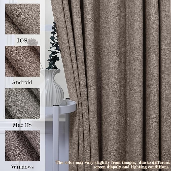 120" Wx102 L Linen Room Divider Drapes for Doorway/Glass Window/Sliding Door/Patio, Extra Wide Pinch Pleated Full Blackout Curtains for Girls Boys Teen Kids Room, 1 Panel, Light Coffee