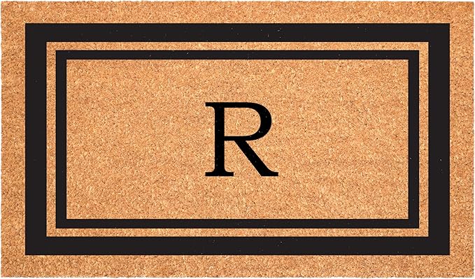 Calloway Mills 152963048R Black Border 30" x 48" Monogram Doormat Letter (R)