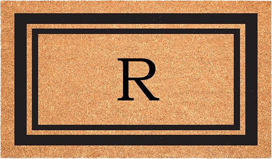 Calloway Mills 152962448 Black Border 24" x 48" Monogram Doormat (Letter R)