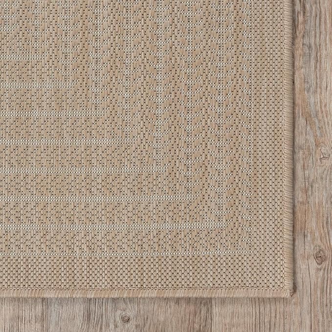 Adiva Rugs Outdoor Indoor Area Rug, Weather Resistant, Easy to Clean, Stain Resistant Floor Mat for Dining Room, Backyard, Deck, Patio (Natural Beige, 2'6" x 7')