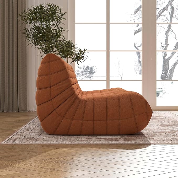 Bean Bag Chair, Oversized Fireside Chair Bean Bag Sofa Large Bean Bag Chair for Adults, 3 Seater Bean Bag Chairs for Teens with High Density Comfortable Foam, Bean Bag for Living Room, Bedroom(Orange)