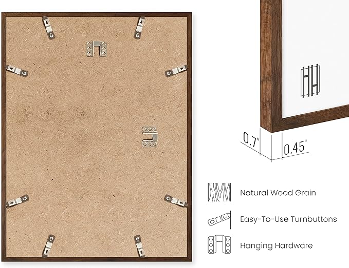 Haus and Hues Photo Frame Set - Set of 6 Picture Frame Set, Bulk Picture Frames, Frame Collage for Wall, Gallery Wall Collage Picture Frames for Wall Picture Frame Pack (Three 8x10, Three 11x14 Walnut)