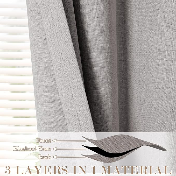 120" Wx108 L Linen Room Divider Drapes for Doorway/Glass Window/Sliding Door/Patio, Extra Wide Pinch Pleated Full Blackout Curtains for Girls Boys Teen Kids Room, 1 Panel, Browish Grey