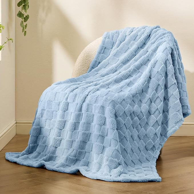 Bedsure GentleSoft Twin Blanket for Bed Light Blue - Super Soft Cozy Blankets for Women Men Girls, Cute Fuzzy Fleece Throws for Bedroom Couch, 60x80 Inches