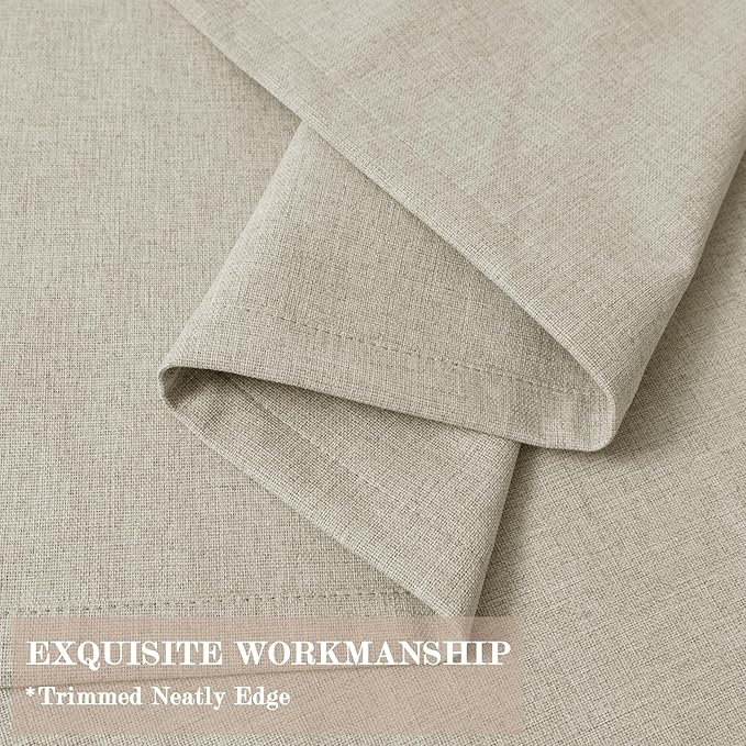 70" W x 108" L Faux Linen Room Divider Curtains, Full Blackout Pinch Pleated Drapes for Traverse Rod, Bedroom Divider Privacy Drapery with Hooks for Ceiling Track, 1 Panel, Ivory White