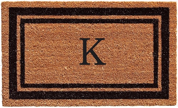 Calloway Mills 152963672 Black Border 36" x 72" Monogram Doormat Letter (K)