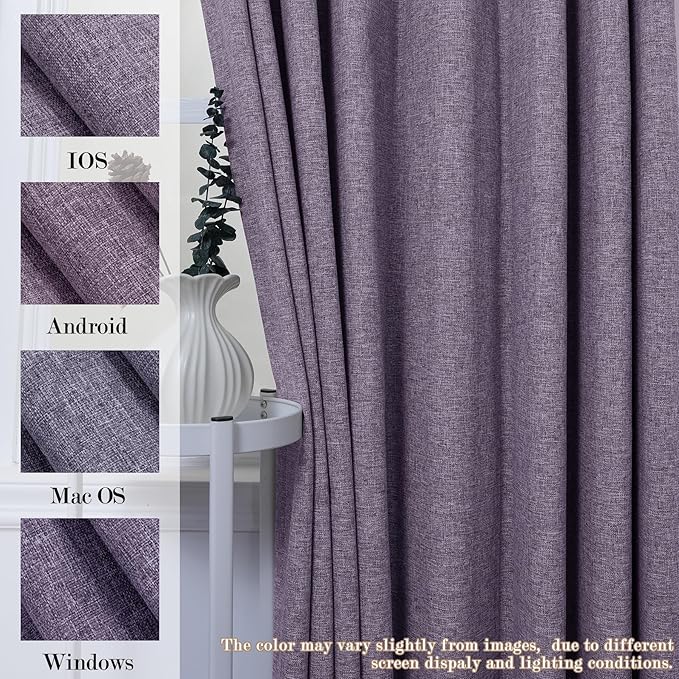 120" Wx102 L Linen Room Divider Drapes for Doorway/Glass Window/Sliding Door/Patio, Extra Wide Pinch Pleated Full Blackout Curtains for Girls Boys Teen Kids Room, 1 Panel, Violet
