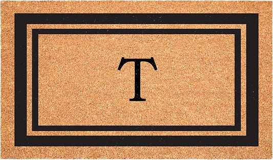 Calloway Mills 152962448 Black Border 24" x 48" Monogram Doormat (Letter T)
