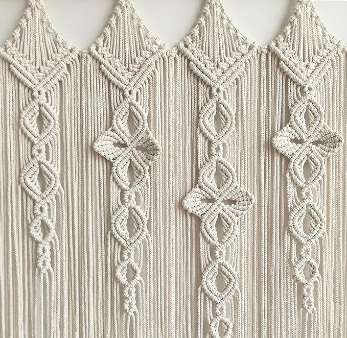 Achart Macrame Wall Hanging Large- Boho Wall Decor- large wall art- Wall Decor Living Room- Macrame Tapestry Boho Decor for Bedroom (Beige-Flower)
