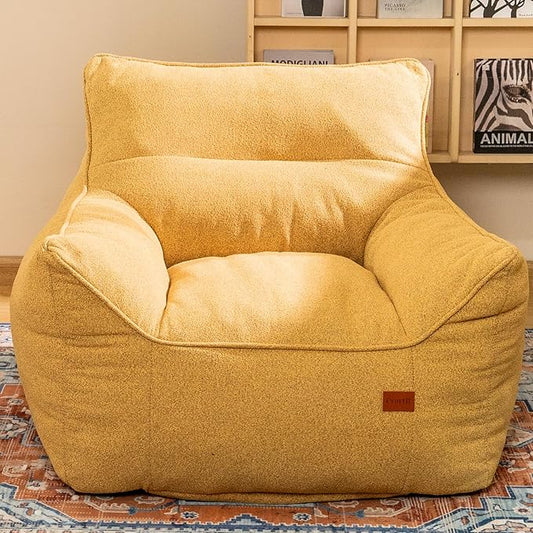 Bean Bag Chair for Adults, Comfy Tufted Bean Bag Chair Sofa with Armrests, Lazy Beanbag Chair with Foam Filler Stuffed Bean Bag Couch Sofa for Reading in Bedroom, Living Room and Dorms