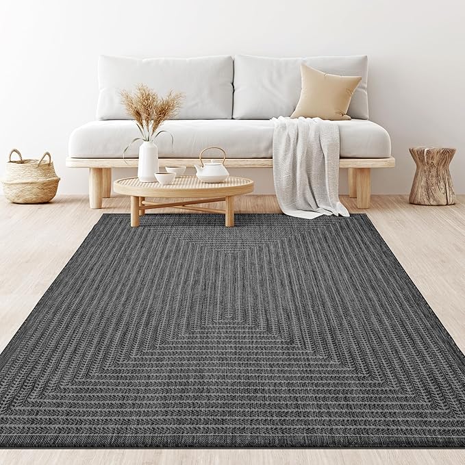 Adiva Rugs Outdoor Indoor Area Rug, Weather Resistant, Easy to Clean, Stain Resistant Floor Mat for Dining Room, Backyard, Deck, Patio (Pebble Weiss, 10' x 14')