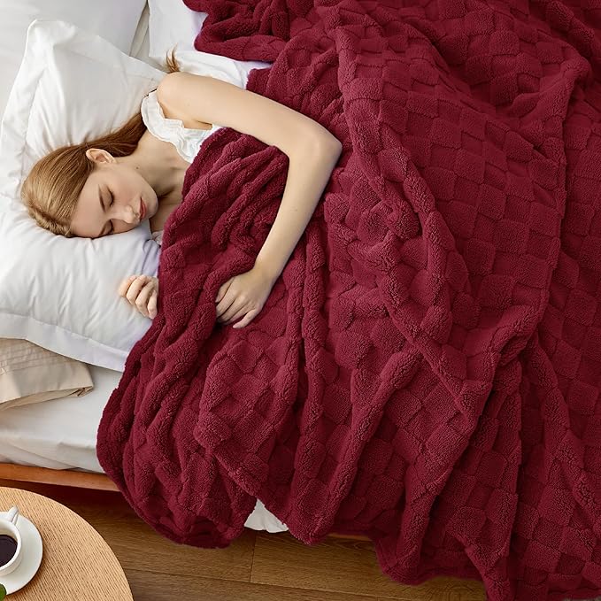 Bedsure GentleSoft Blankets Queen Size for Bed - Super Soft Cozy Blanket for Women Men Girls, Large Fuzzy Fleece Throw for Bedroom Decor, Red, 90x90 Inches