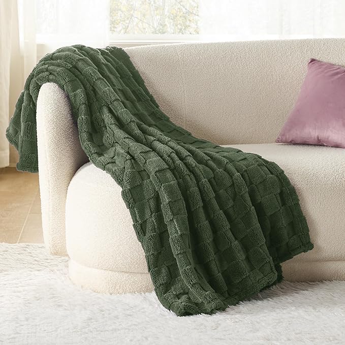 Bedsure GentleSoft Dark Green Throw Blanket for Couch - Super Soft Cozy Blankets Gifts for Women Men Girls, Cute Small Fleece Throws for Bedroom Home Decor, 50x70 Inches