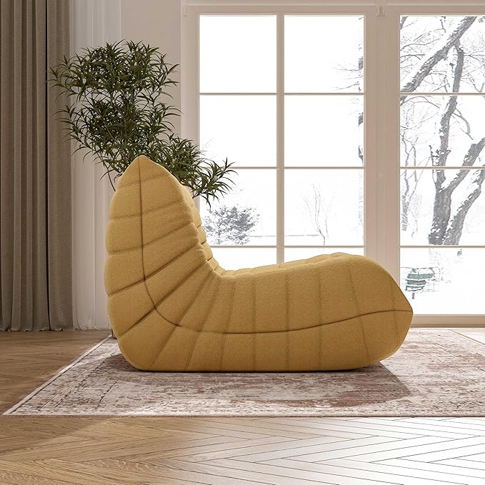 Bean Bag Chair, Memory Foam Bean Bag Sofa Large Bean Bag Chair for Adults, Bean Bag Chairs for Teens with High Density Comfortable Foam, Bean Bag for Living Room, Bedroom (Yellow)