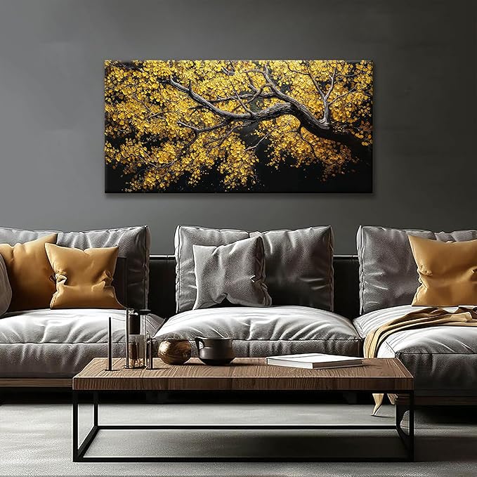 Canvas Wall Art Decor Painting Gold Tree Plants Abstract Wall Decor Botanical Modern Wall Art Print Paintings Decorations Artwork Pictures For Bedroom Living Room Home Office Artwork 20"×40"
