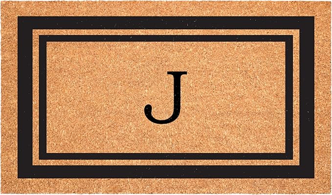 Calloway Mills 152962448 Black Border 24" x 48" Monogram Doormat (Letter J)