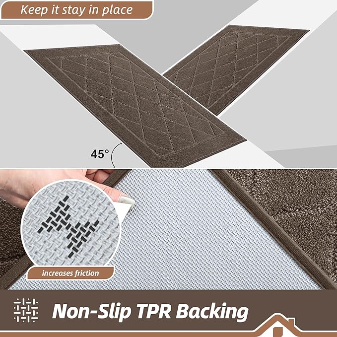 BEQHAUSE Dirt Trapper Door Mat 24" x 36", Doormat Non-Slip Entryway Rugs Washable, Dog Door Mat Stain Resistant and Absorbent Welcome Floor Mat for Front Back Door, Muddy Wet Shoes & Paws, Light Brown