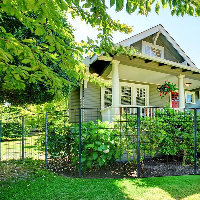 ARIFARO Fence Posts 4 Feet Sturdy Duty Metal Fence Post, Pack of 10, No Dig Garden U Post for Wire Fencing Steel Post for Yard, Outdoor Wire, FP-4FT