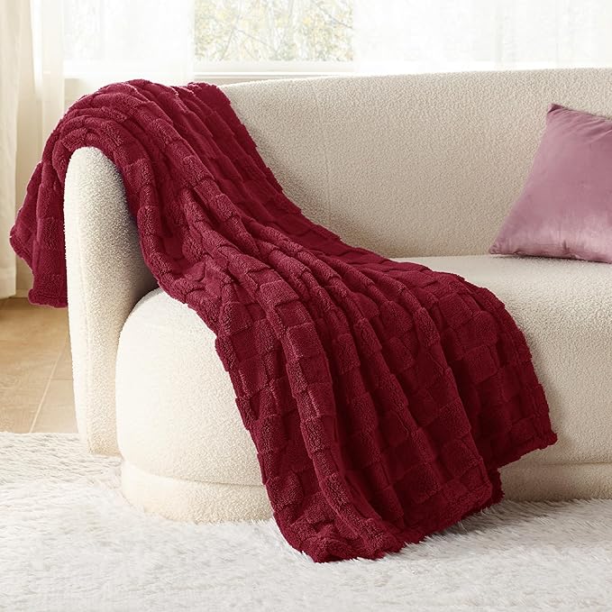 Bedsure GentleSoft Twin Blanket for Bed Red - Super Soft Cozy Blankets for Women Men Girls, Cute Fuzzy Fleece Throws for Bedroom Couch, 60x80 Inches