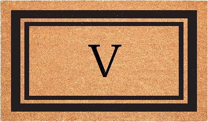 Calloway Mills 152963048V Black Border 30" x 48" Monogram Doormat Letter (V)