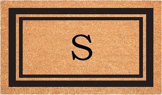 Calloway Mills 152962436S Black Border 24" x 36" Monogram Doormat, (Letter S)