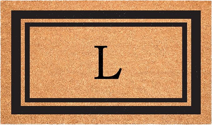 Calloway Mills 152962448 Black Border 24" x 48" Monogram Doormat (Letter L)