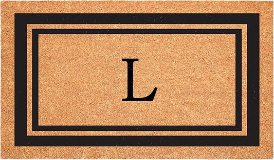 Calloway Mills 152962448 Black Border 24" x 48" Monogram Doormat (Letter L)