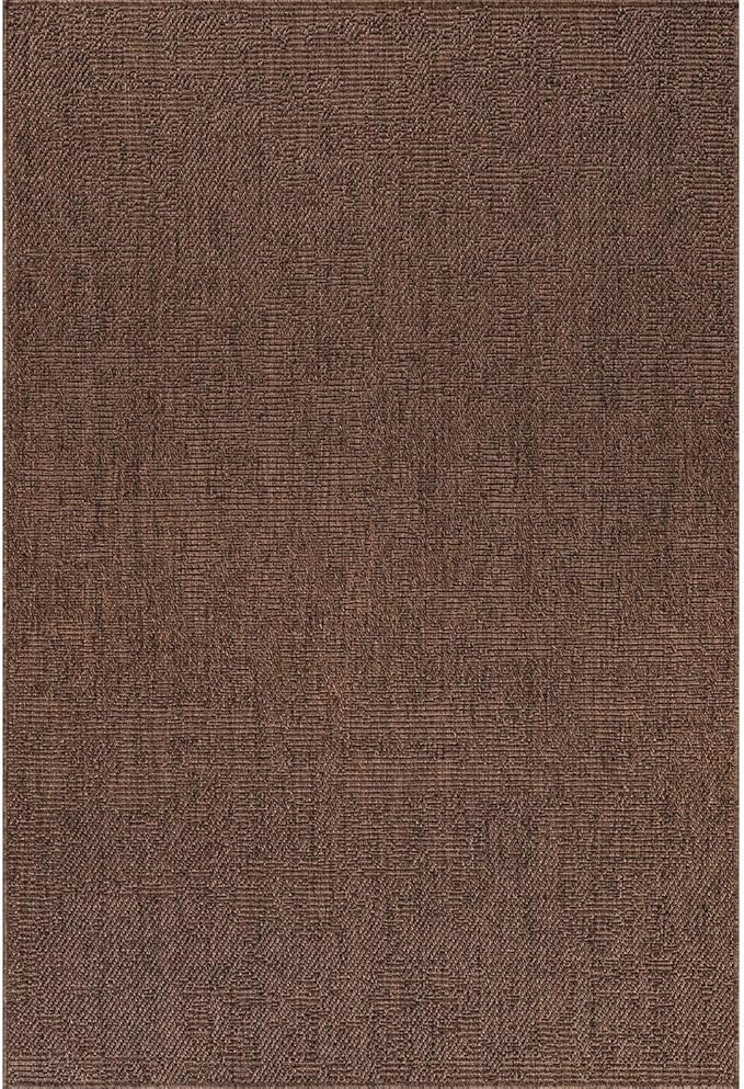 CAMILSON Easy Jute Rug 4x6, Indoor Outdoor Brown Color Fiber Area Rugs for Living Room Patio and Kitchen Rug, Solid Boho Woven Design, Easy-Cleaning, Washable Outside Carpet Alfombras (4 x 6)