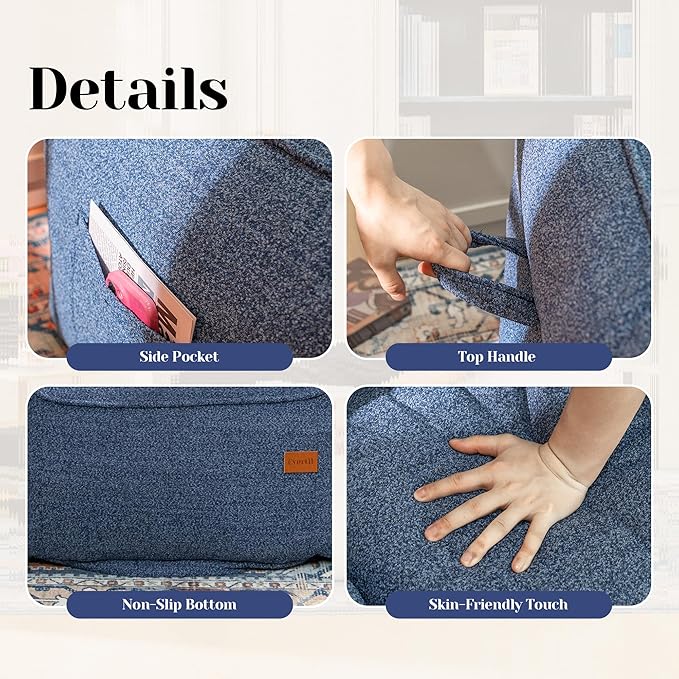 Bean Bag Chair for Adults, Comfy Tufted Bean Bag Chair Sofa with Armrests, Lazy Beanbag Chair with Foam Filler Stuffed Bean Bag Couch Sofa for Reading in Bedroom, Living Room and Dorms