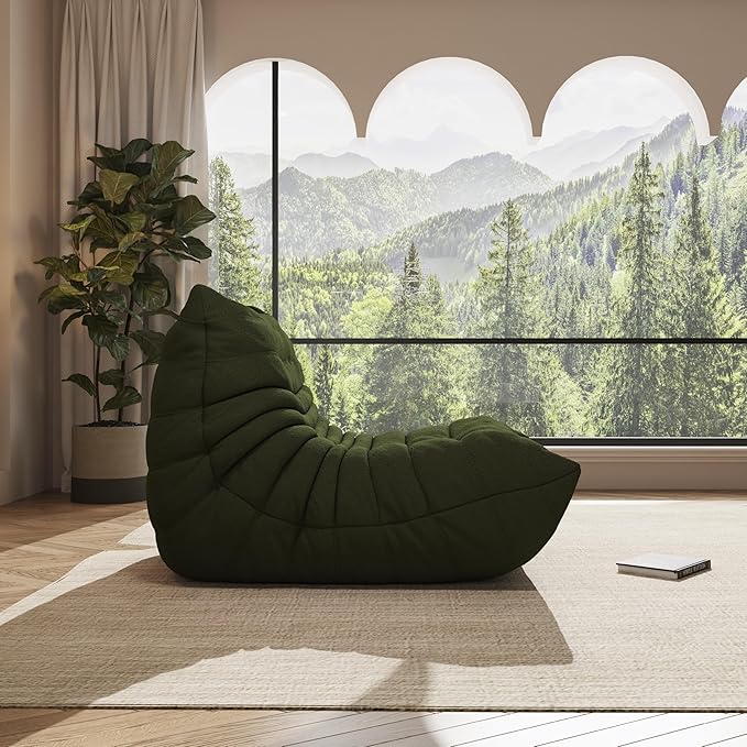 Bean Bag Chair, Oversized Bean Bag Chair for living Room, Fireside Chair for adults with Memory Foam Filled, Big Accent Sofa Lounge Floor Sofa for Gaming, Reading, Relax, No Assembly Required. (Green)