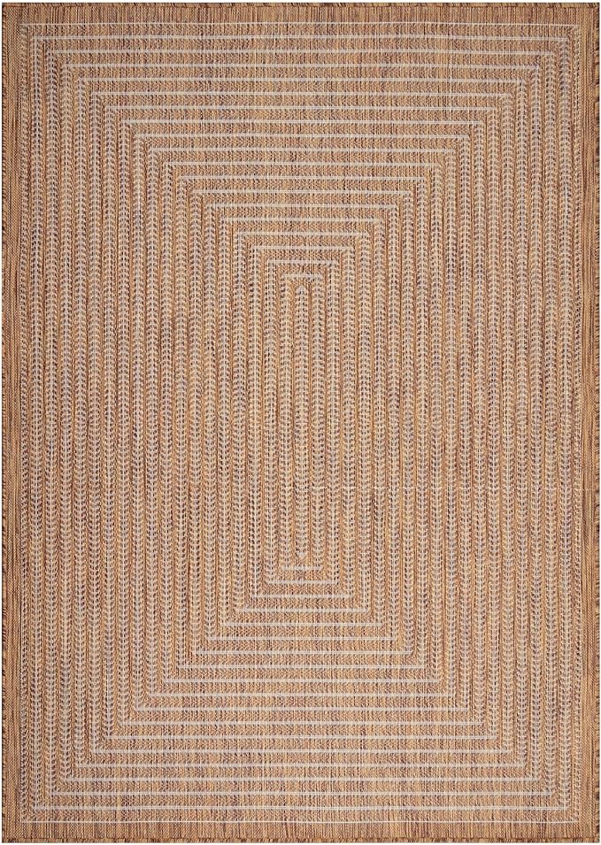Adiva Rugs Outdoor Indoor Area Rug, Weather Resistant, Easy to Clean, Stain Resistant Floor Mat for Dining Room, Backyard, Deck, Patio (Wooden, 8' x 10')