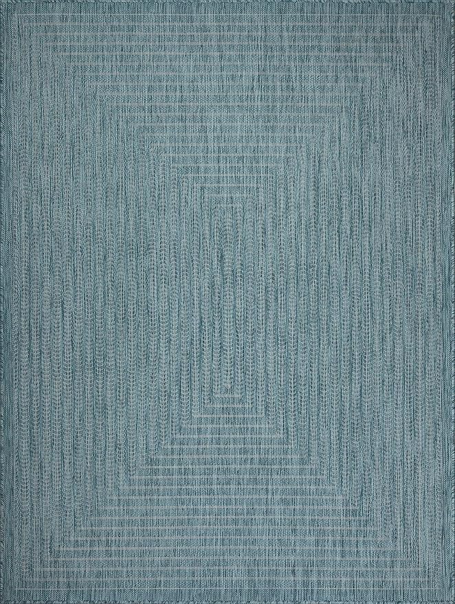 Adiva Rugs Outdoor Indoor Area Rug, Weather Resistant, Easy to Clean, Stain Resistant Floor Mat for Dining Room, Backyard, Deck, Patio (Aqua Weiss, 10' x 14')