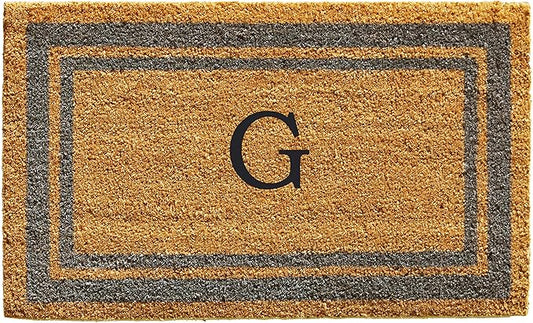 Calloway Mills 153021830G Periwinkle Border 18" x 30" Monogram Doormat, (Letter G)