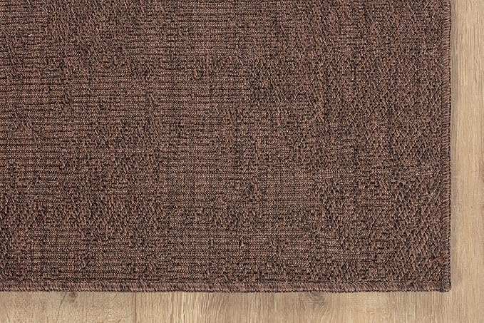 CAMILSON Easy Jute Round Rug 4ft Indoor Outdoor Brown Color Fiber Area Rugs for Living Room Patio and Kitchen Rug, Solid Boho Woven Design Easy-Cleaning Washable Outside Carpet Alfombras (4 Round)